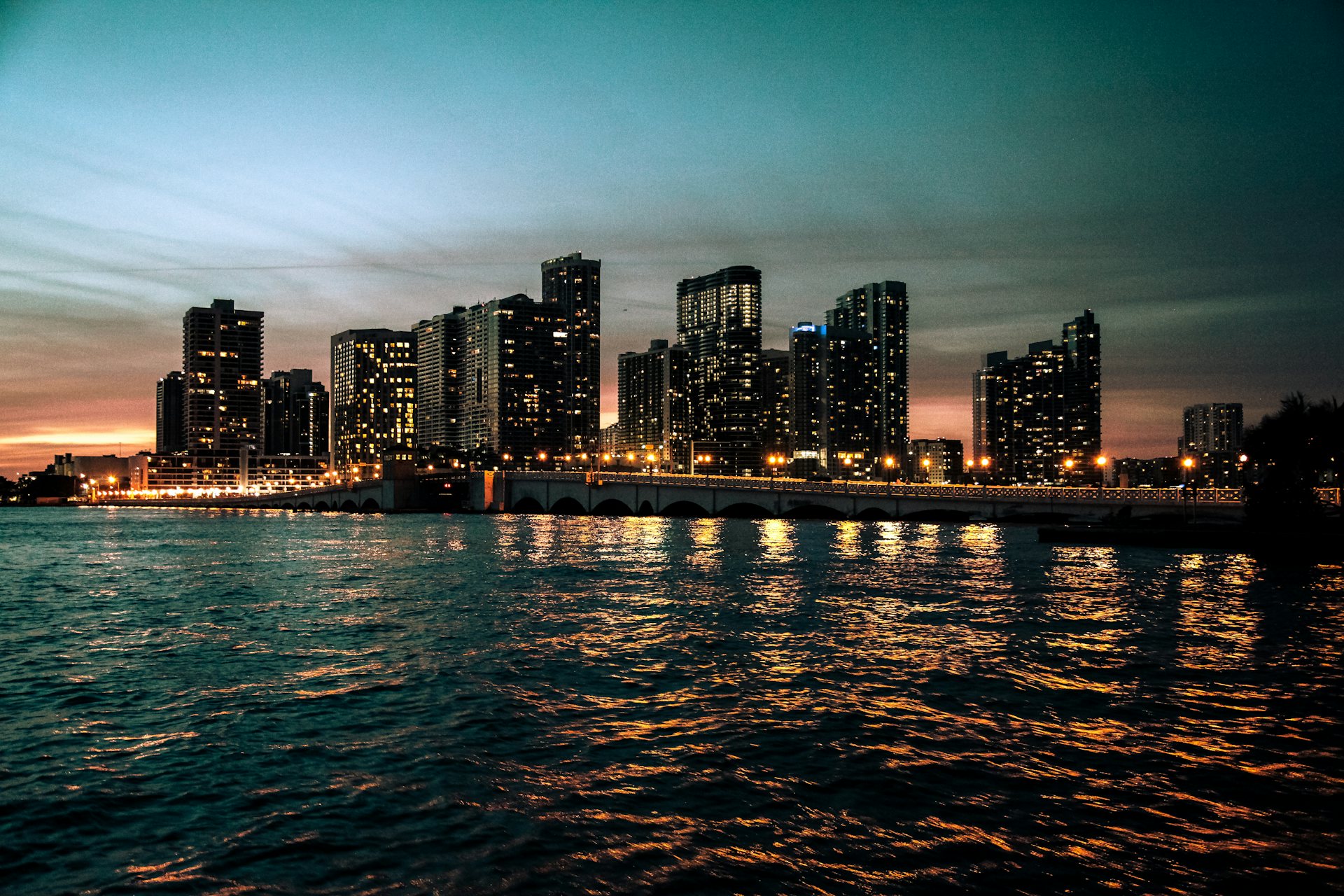 Miami skyline at dusk